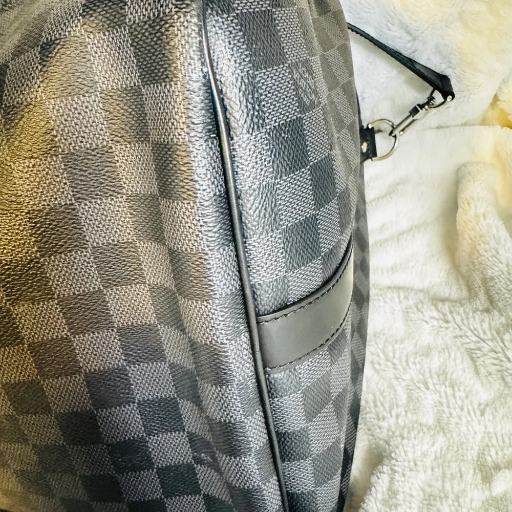 Louis Vuitton Black Damier Graphite Keepall 55  Leather Travel Bag